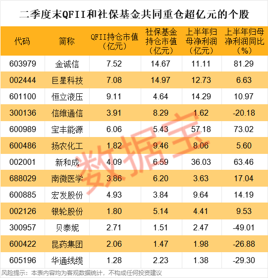 QFII最新持股出炉 新进重仓33股 社保基金与QFII共同重仓13股